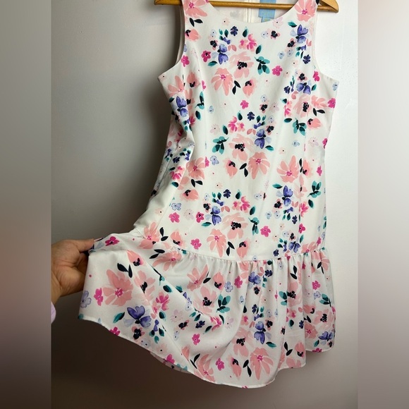 CeCe Midi Dress 8 Floral pleated Hem Cottage  Sheer old money Resort Vacation - Picture 3 of 14